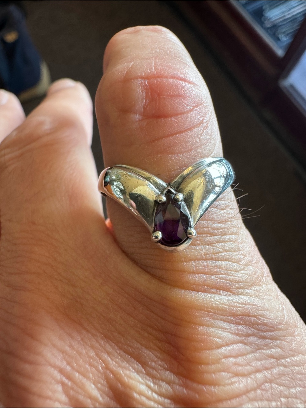 JAMES AVERY - RETIRED Apogean .925 & Amethyst Tear Drop Ring Sz 7
